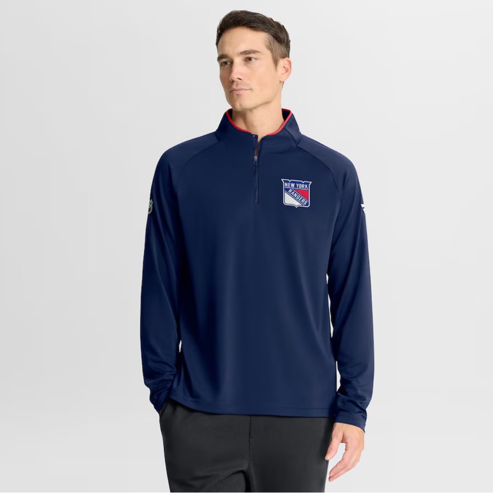 New York Rangers Navy Quarter-Zip Pullover Men’s XXL NEW - Picture 3 of 4